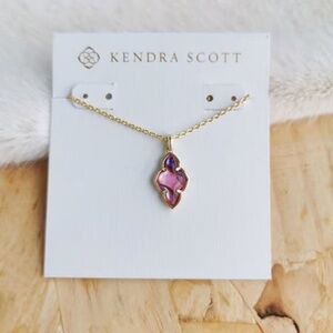Kendra Scott Framed Abbie Gold Light Burgundy Necklace NWOT